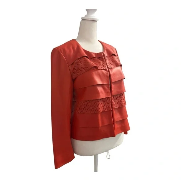 Bagatelle Orange Leather Women's Cropped Jacket Medium - Picture 6 of 12